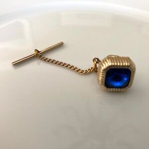 Blue Rhinestone  Pin Vintage 60s Swank Jewelry